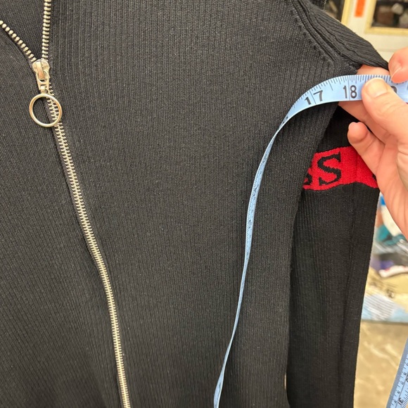 y2k GUESS full zip, black, stretchy hoodie. Medium - Picture 5 of 9